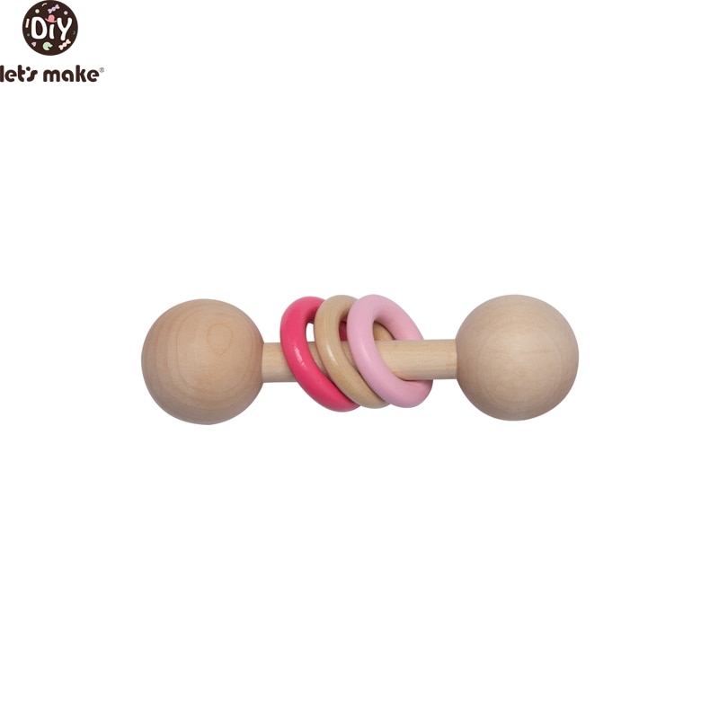 Let's Make Baby Beech Wooden Rattle 1pc Hemu Rattle Soother Teether Molar Toy Safe Without FPA Musical Chew Montessori Toys